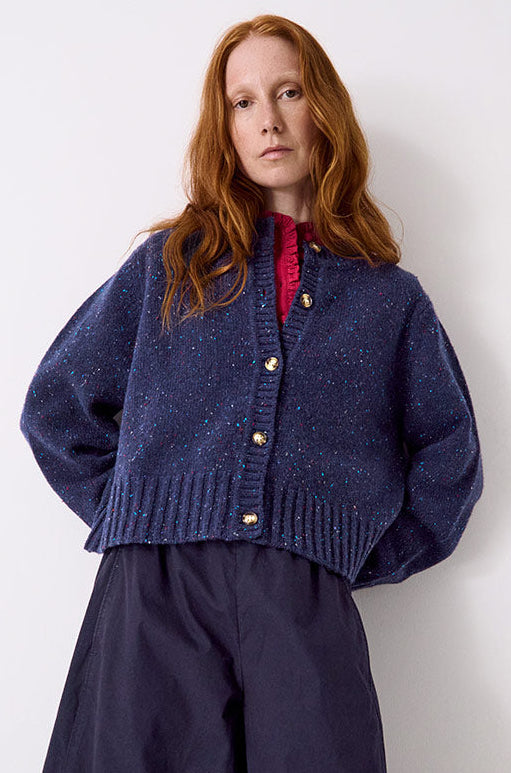 Zoya Donegal Knit Cardigan Navy