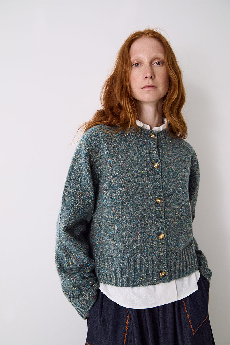 Zoya Donegal Knit Cardigan Teal