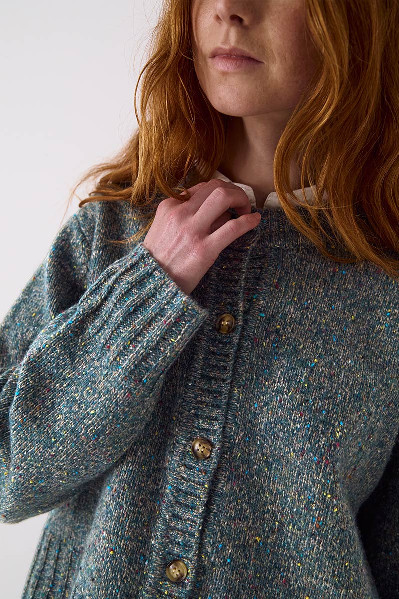 Zoya Donegal Knit Cardigan Teal