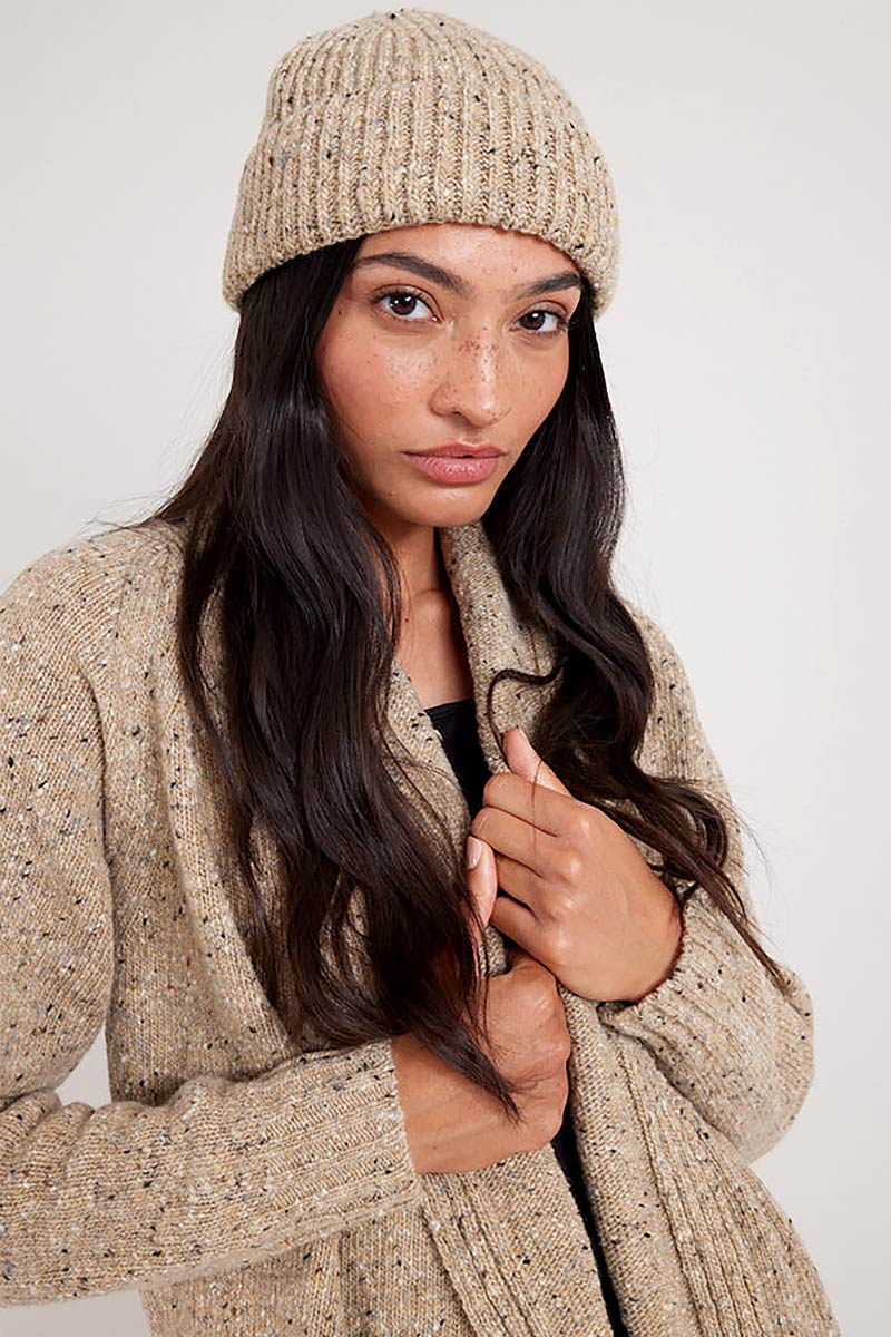 Donegal Merino Wool Beanie Hat Natural
