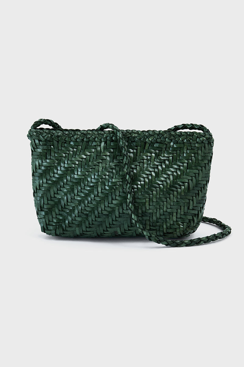 Sia Woven Leather Crossbody Bag Green