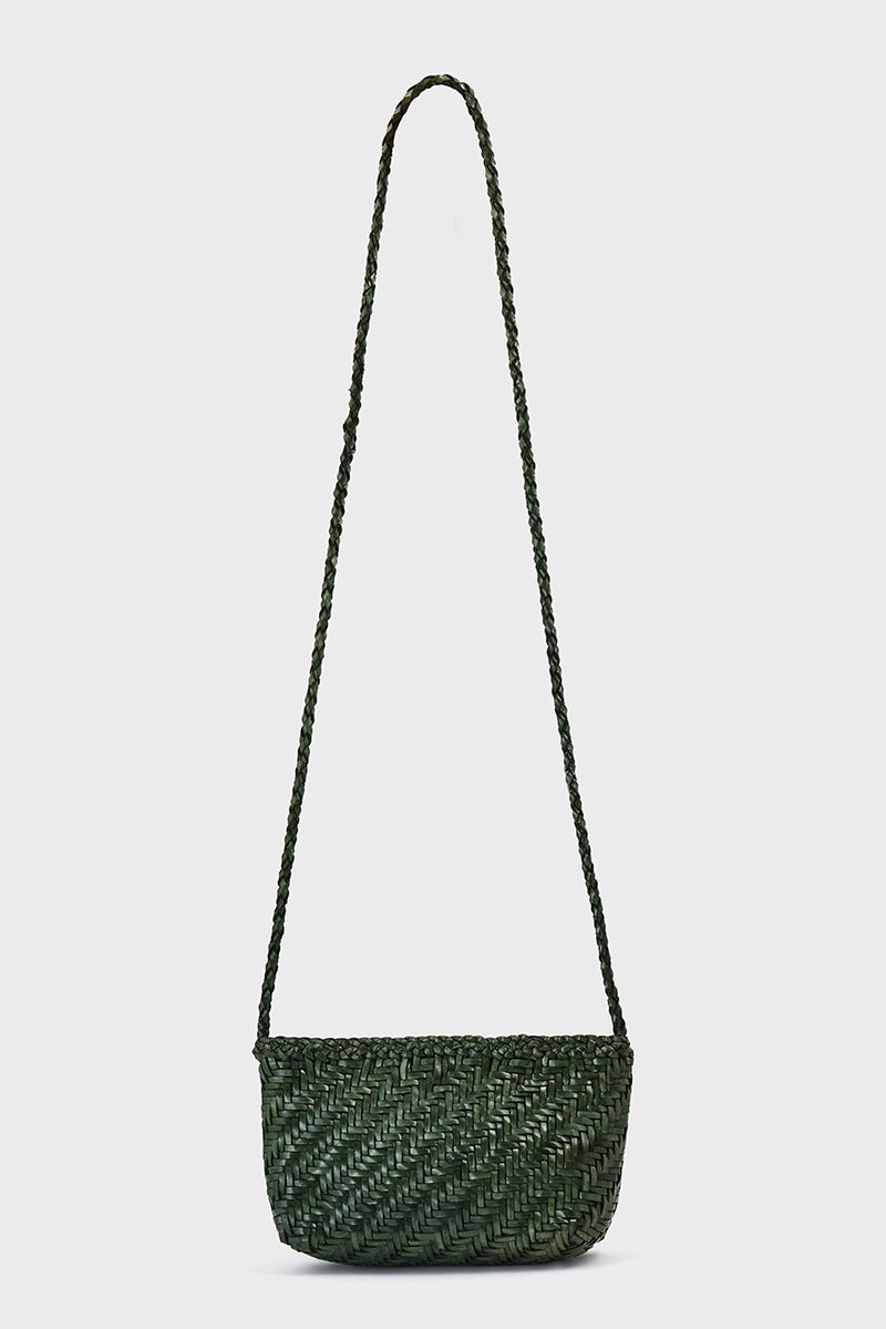 Sia Woven Leather Crossbody Bag Green