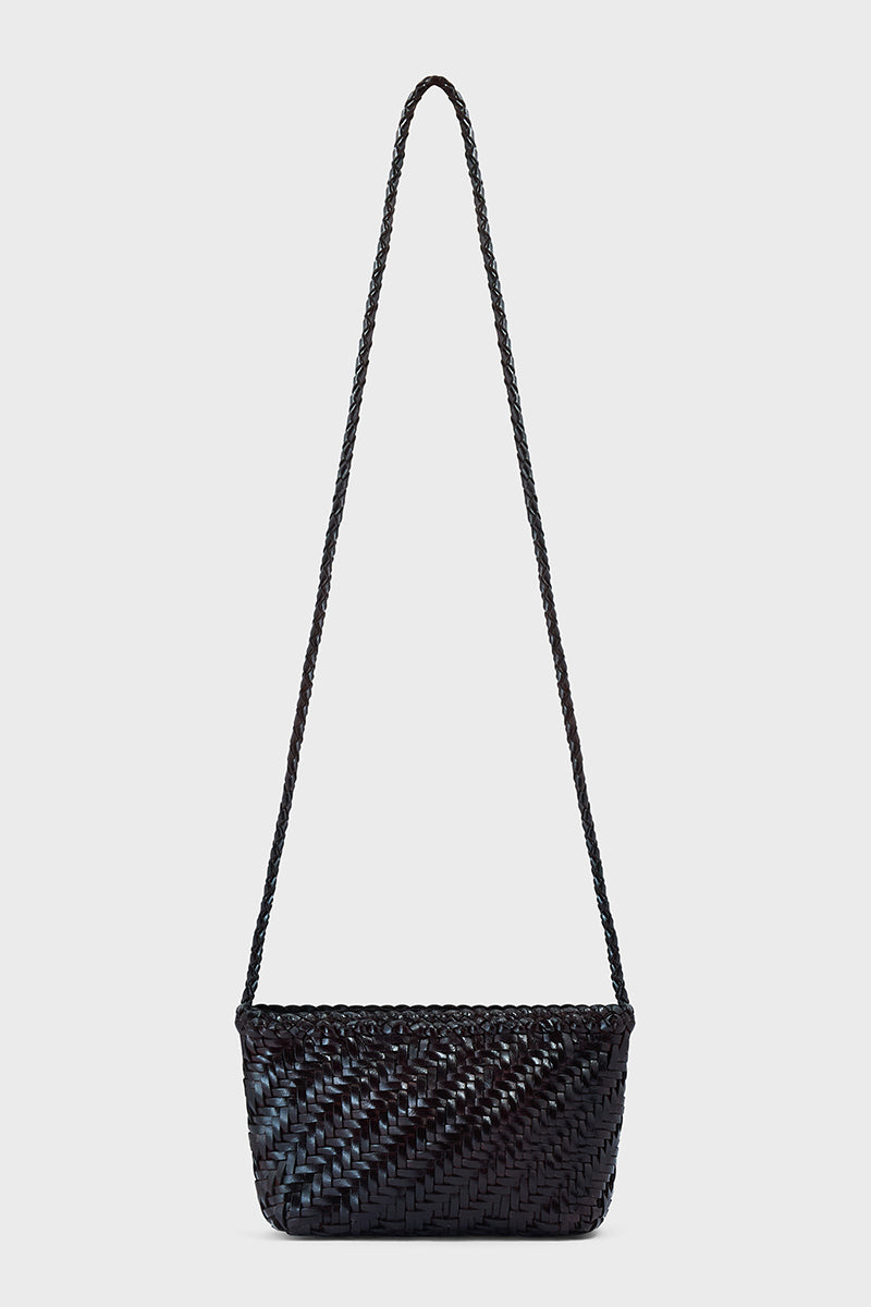 Sia Woven Leather Crossbody Bag Espresso