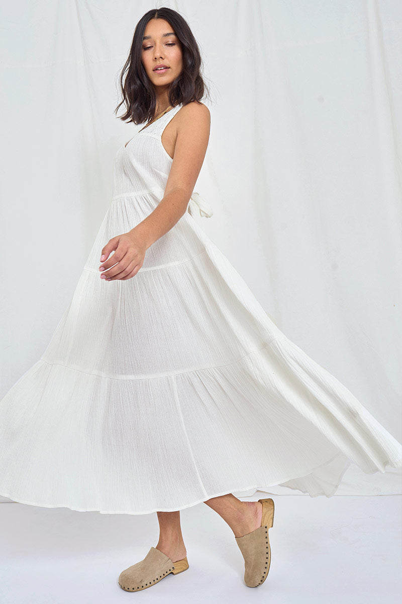Pixie White Cotton Maxi Dress