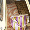 Madam Stoltz Recycled HDPE Tie Top Yellow Stripe Market Bag