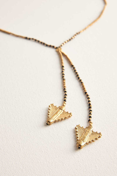 Double Triangle Black Necklace