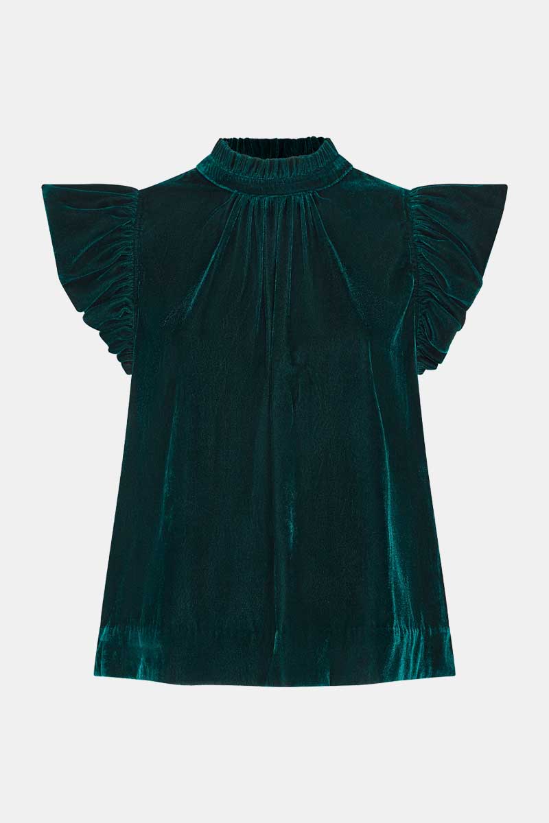 Antonia Flutter Sleeve Velvet Top