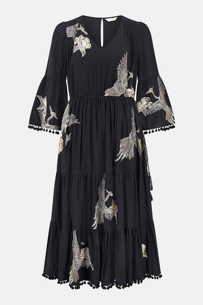 EAST Beverley Embroidered Bird Dress Front View