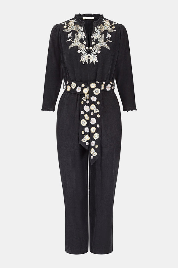 Front view of beverley embroidered jumpsuit