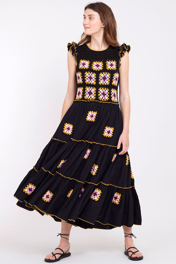 Billie Crochet Black Cotton Dress