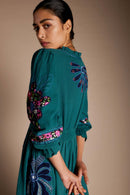 Model wears Bonnie Applique Embroidered Dress by east.co.uk