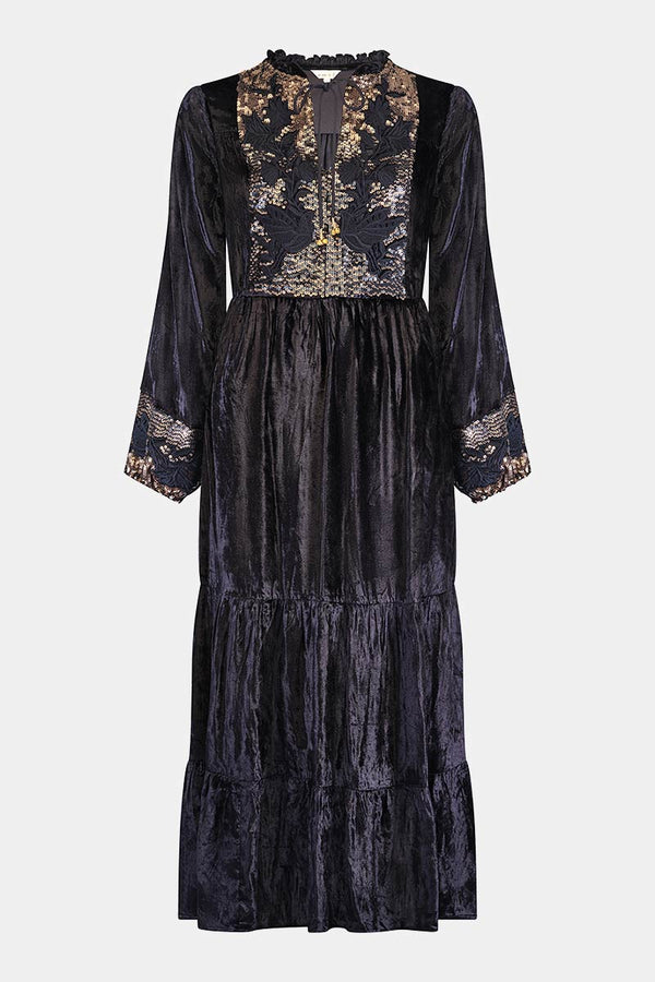 Brogan Black Velvet Dress
