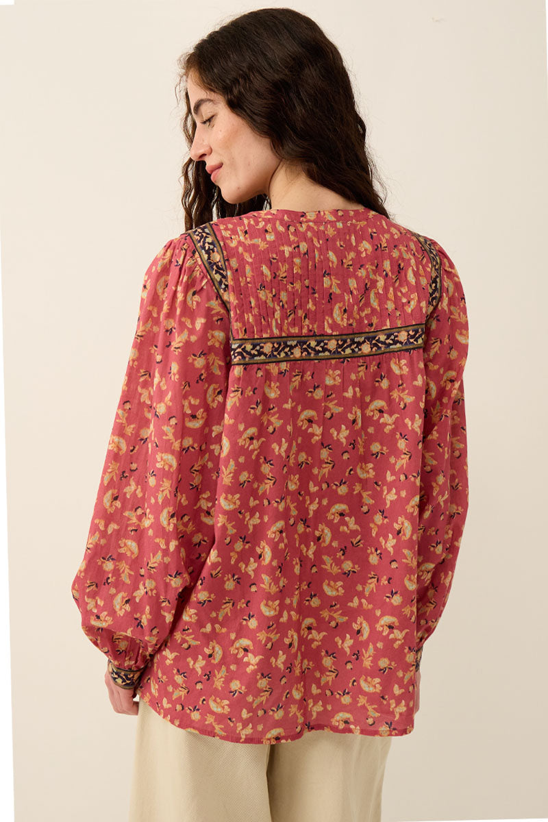 Darney Floral Print Cotton Top