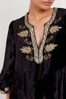 Daniella Black Velvet Embroidered Top