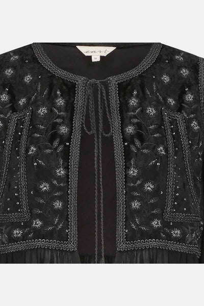 Dione Black Velvet Longline Jacket
