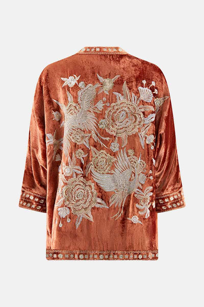 Ella Rust Velvet Embroidered Jacket