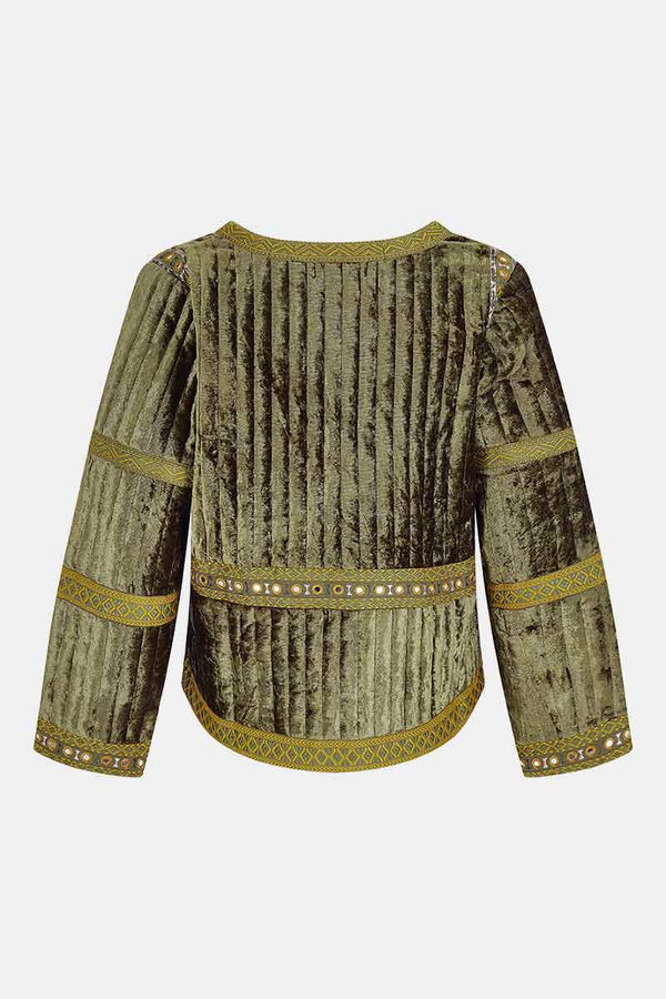 Ida Embroidered Velvet Quilted Jacket