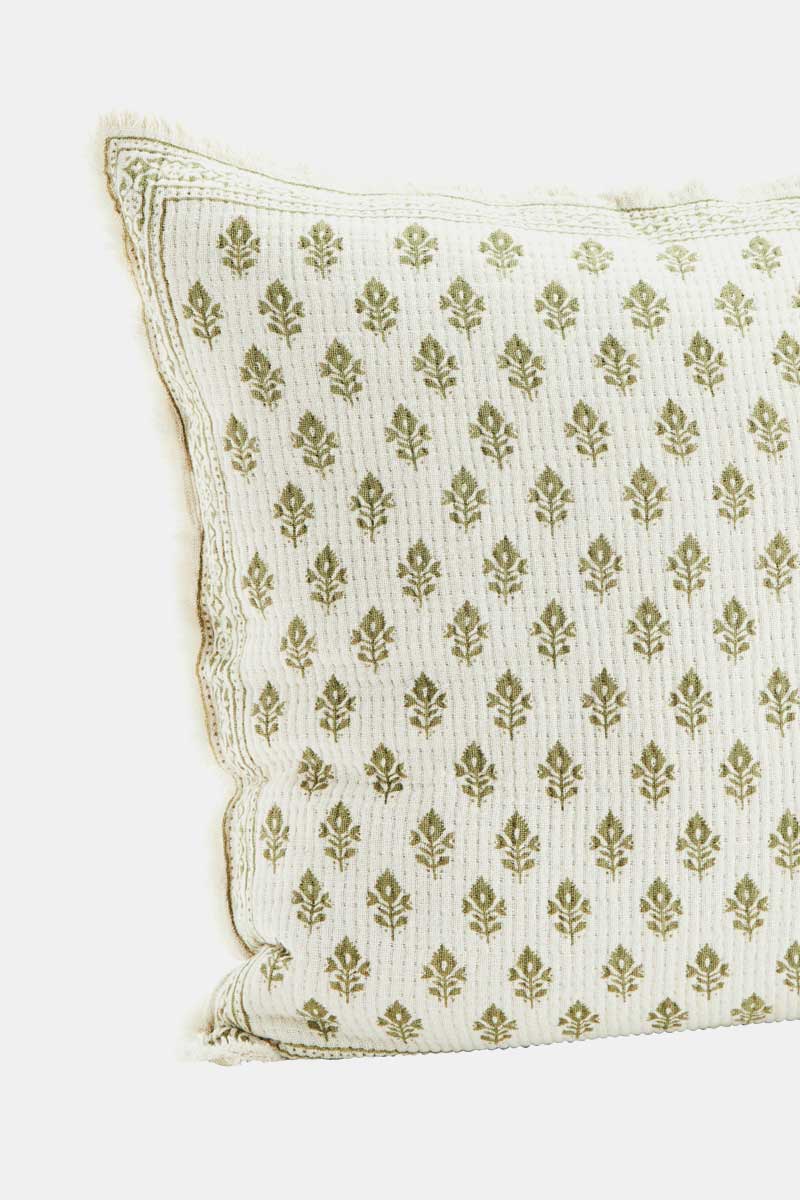 Ivory Printed Cotton Cushion Cover