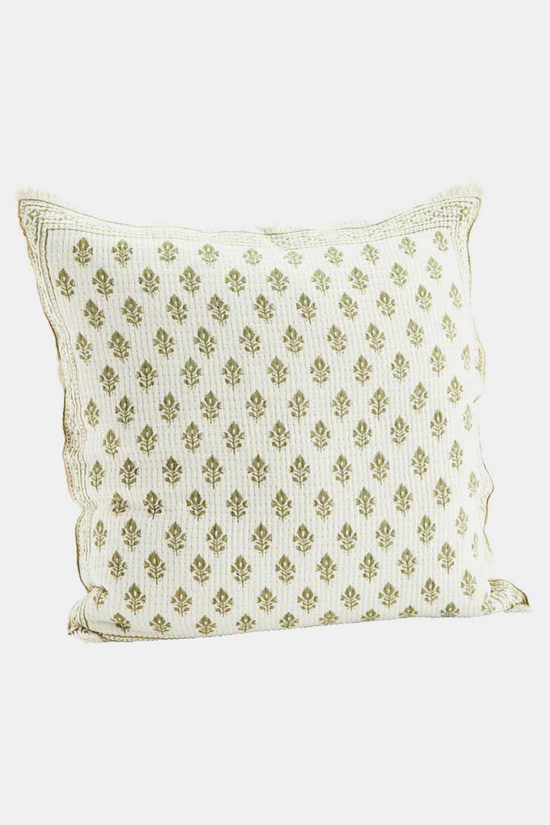 Ivory Printed Cotton Cushion Cover