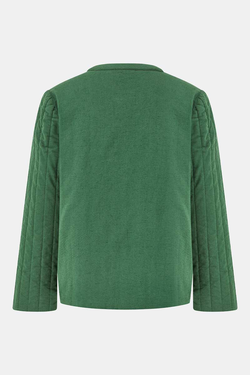 Back shot. EAST Jill green applique quilted jacket.