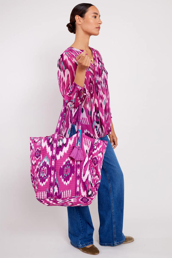 Kayleigh Raspberry Quilted Tote Bag