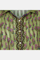 Kelis Khaki Georgette Pintuck Shirt