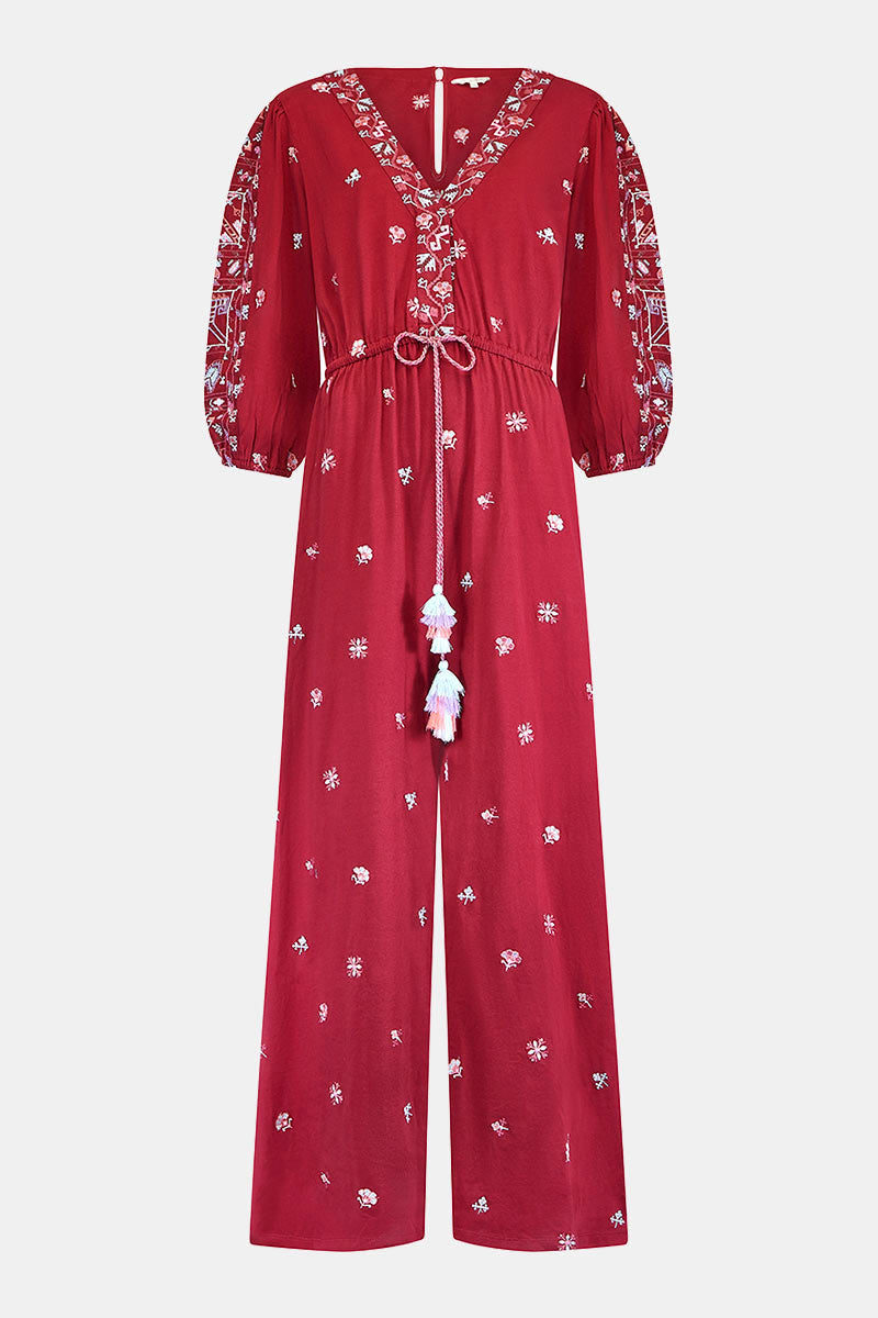 Paige Red Embroidered Jumpsuit
