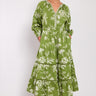 Model wears Philomena Matcha Organic Cotton Dress by east.co.uk