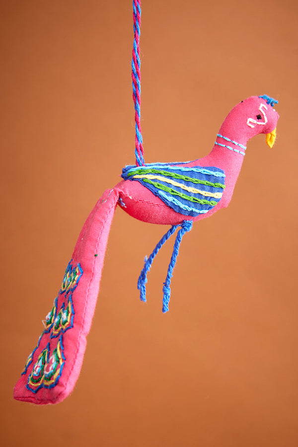 Pink Peacock Hanging Ornament