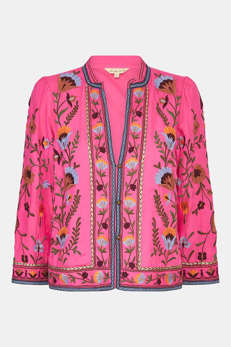 Front of Hot Pink Embroidered Jacket by East.co.uk