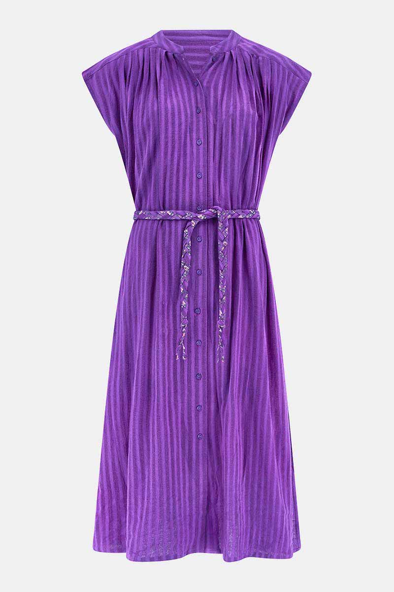 Samantha Purple Cotton Dobby Dress