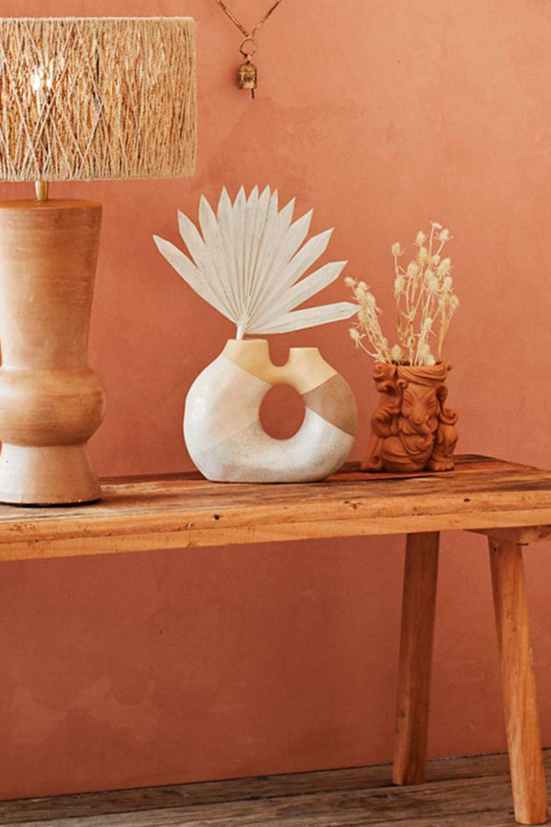 Asymmetrical Double Stoneware Vase