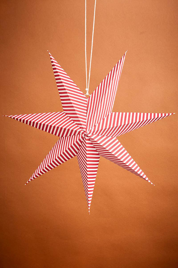 Red Stripe Paper Star Decoration