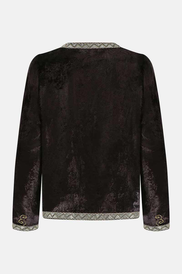 Zola Black Velvet Embroidered Jacket