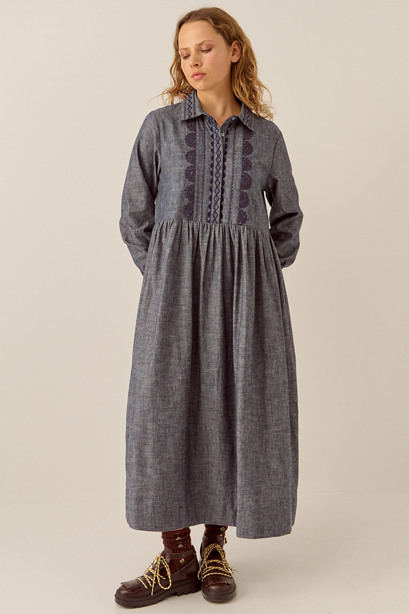 Shreya Chambray Cotton Shirt Dress