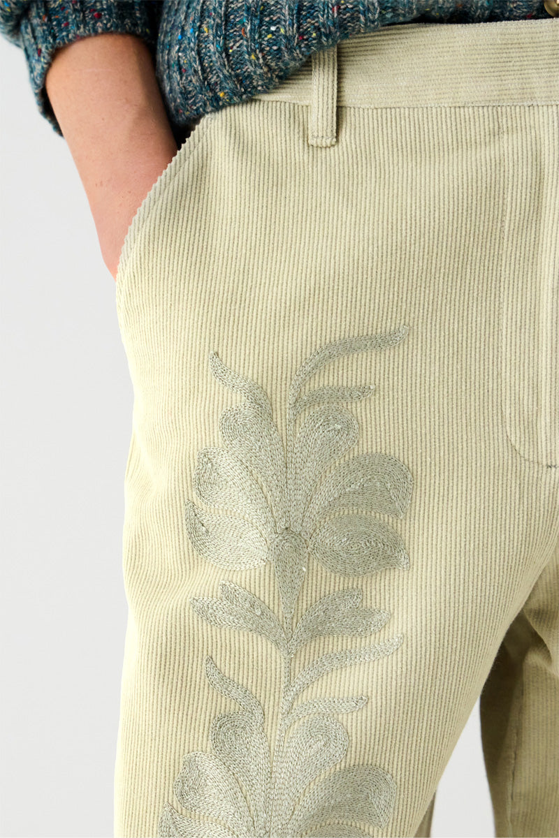 Astrid Cord Embroidered Trouser