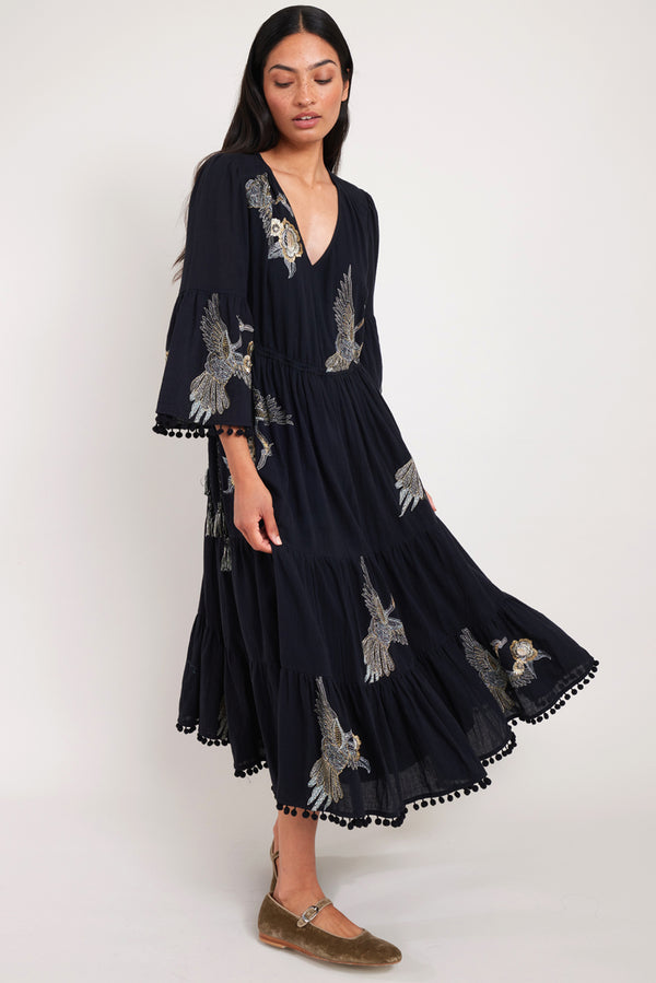 Beverley BCI Cotton Black Embroidered Dress
