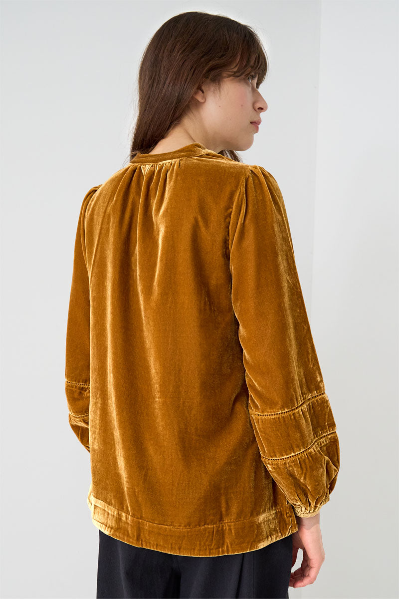 Coira Tan Velvet Top