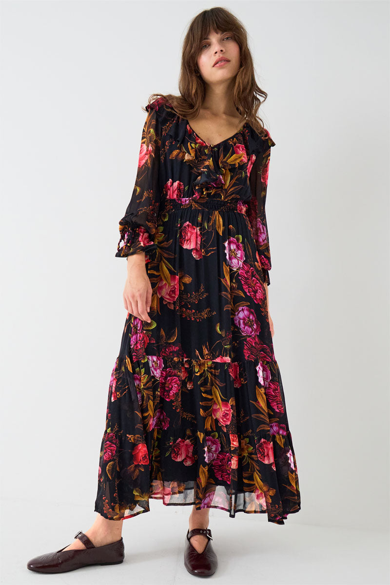 Dylan Floral Print Ruffle Maxi Dress