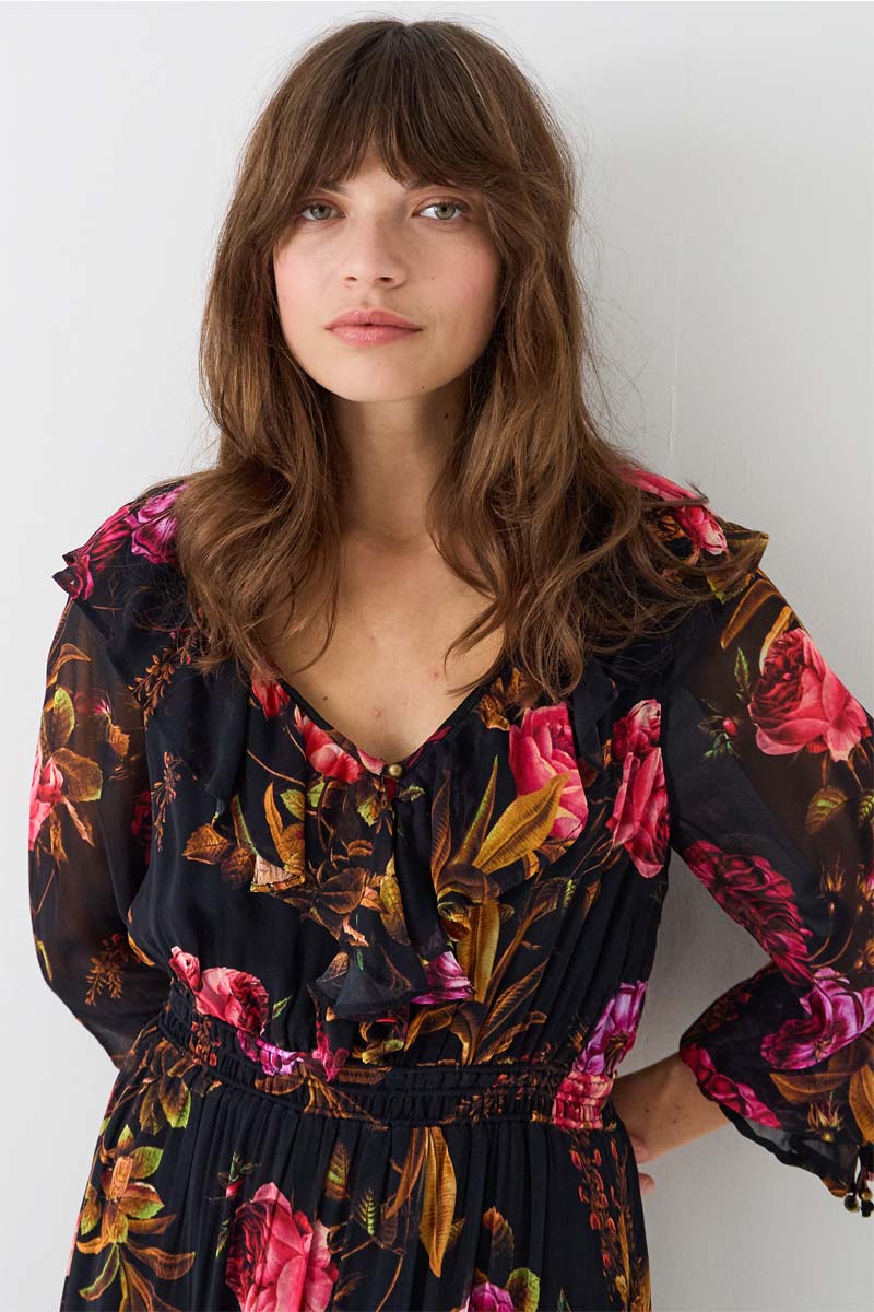 Dylan Floral Print Ruffle Maxi Dress