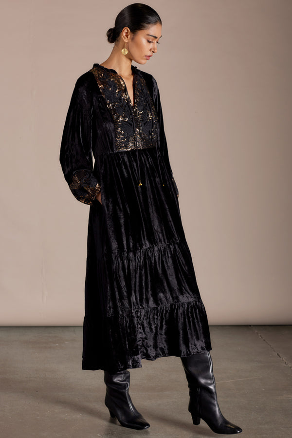 Brogan Black Velvet Dress