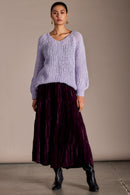 Heather Berry Crinkle Velvet Skirt