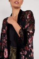 Ava Velvet Longline Fringe Kimono