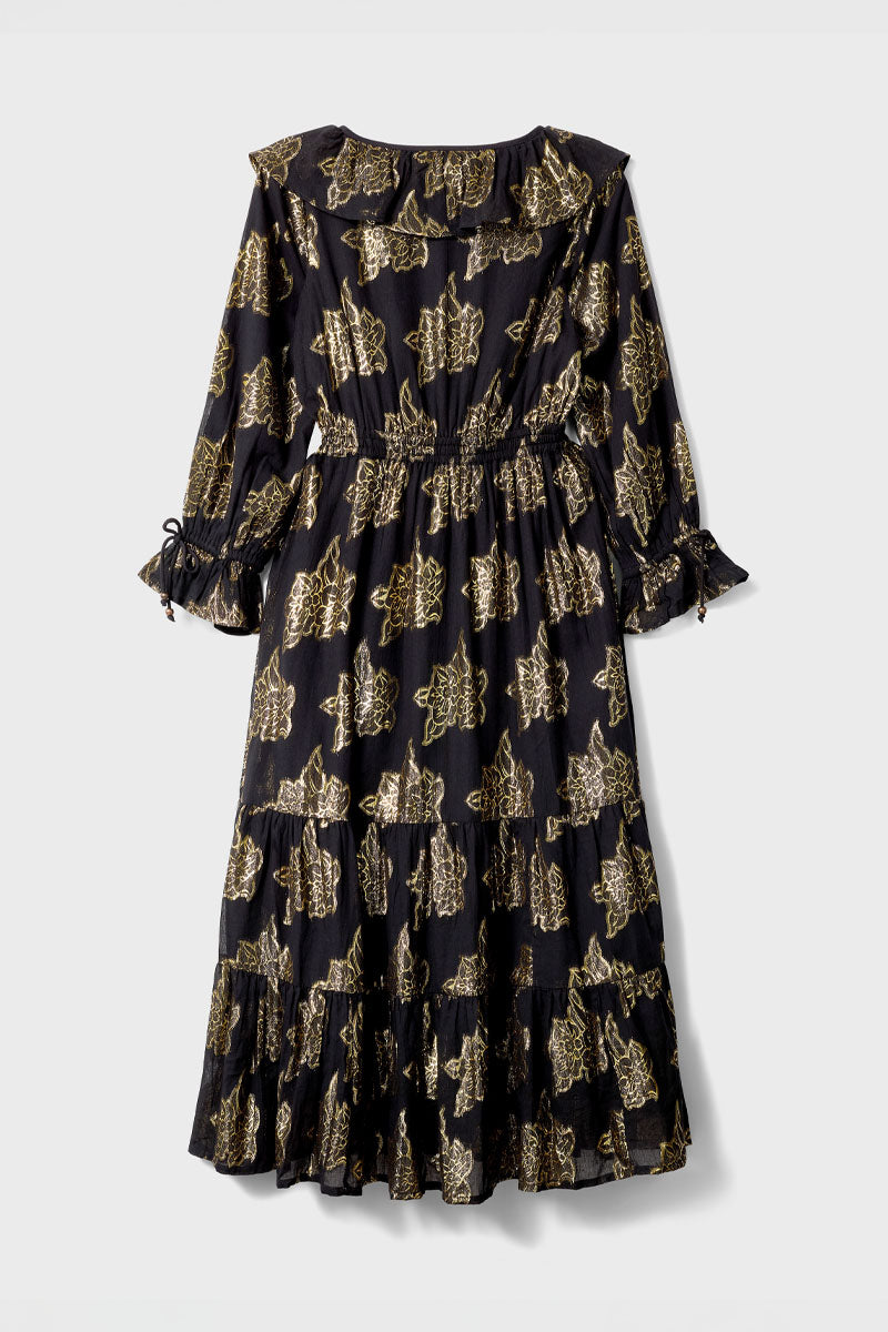 Gwen Gold Jacquard Dress