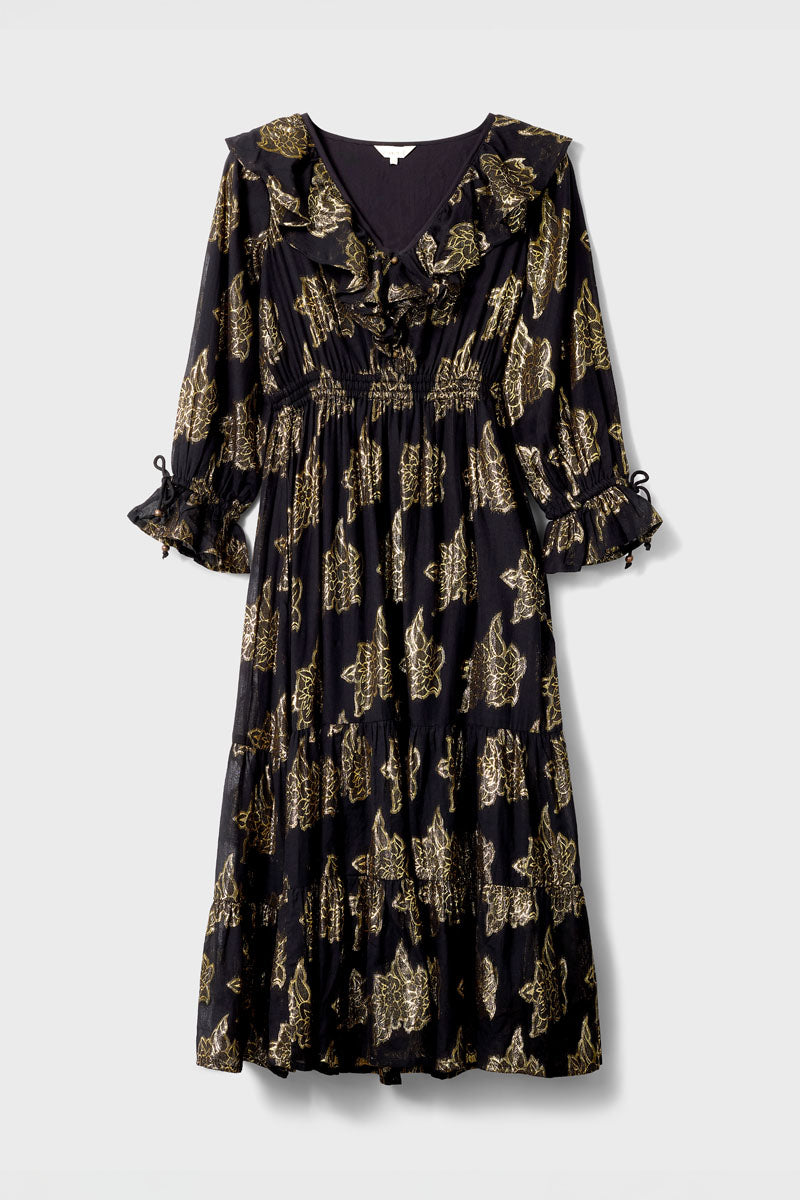 Gwen Gold Jacquard Dress