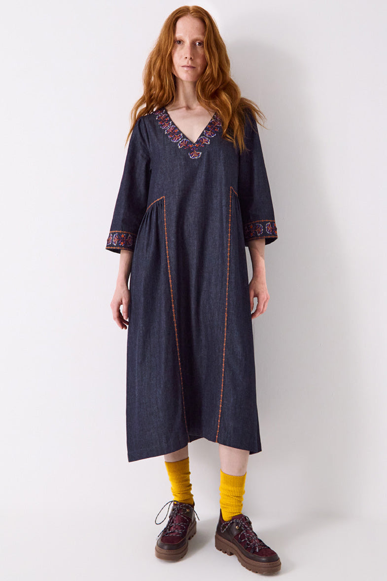 Jayla Denim Embroidered Dress