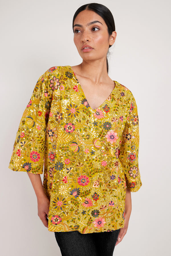 Rio Embroidered Sequin Top