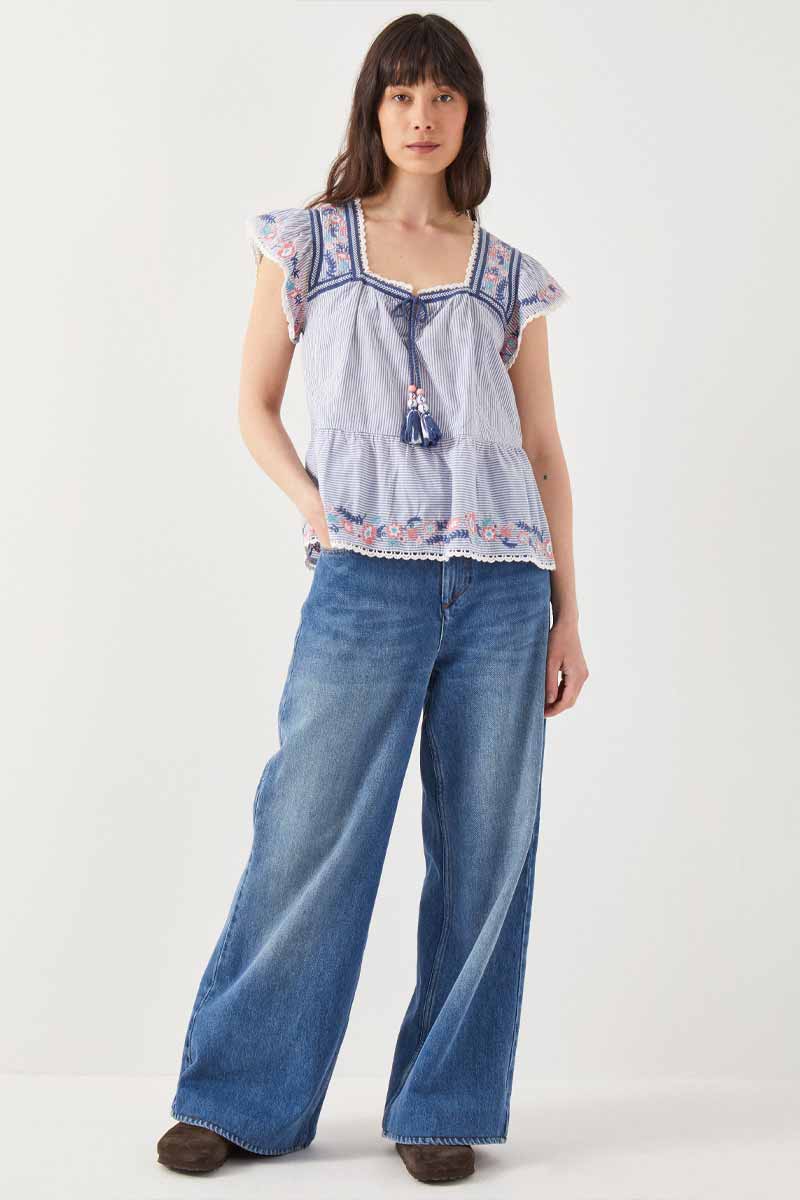 Teleri Stripe Cotton Top