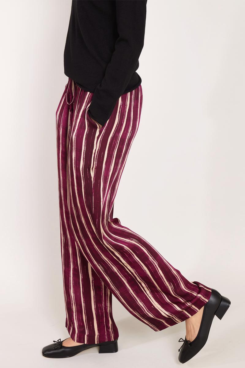 Side view close up of model wearing Amiri Trousers