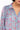 Close up of model wearing Souki Aqua Shirring Shirt